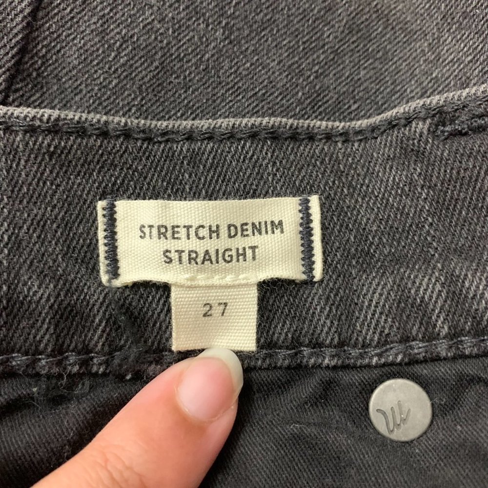 Madewell Size 27 Stretch Denim Straight Mini Skirt Raw Hem - Picture 4 of 9
